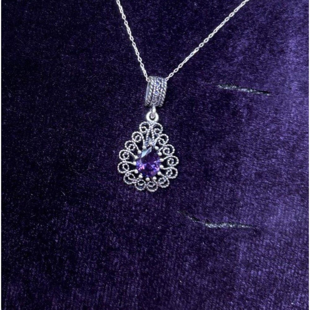 925 Sterling Silver Turkish Filigree Necklace for Women, NEW,HandmadeGift